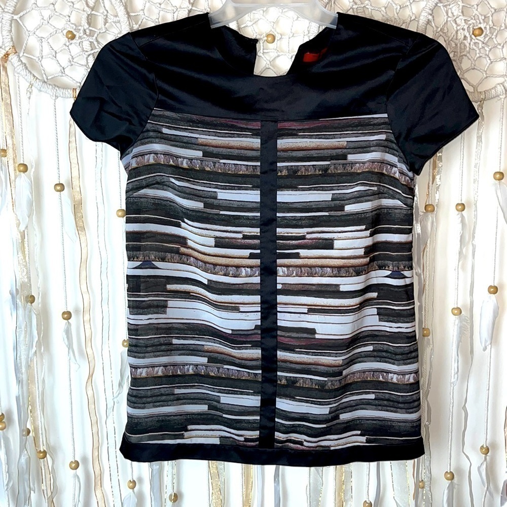 🌸 Narciso Rodriguez for Design Nation black striped top. Size XS.